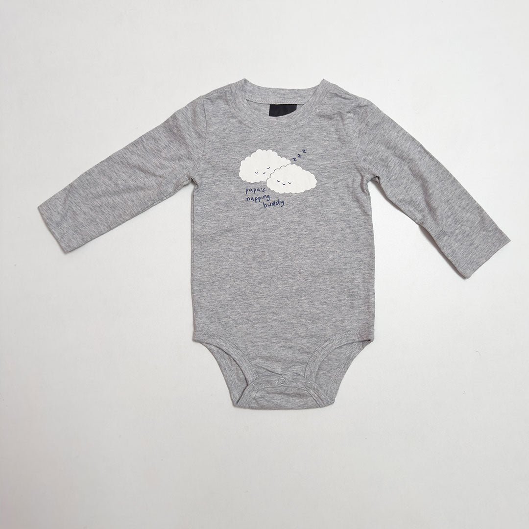 GREY CLOUD PRINTED ONESIE