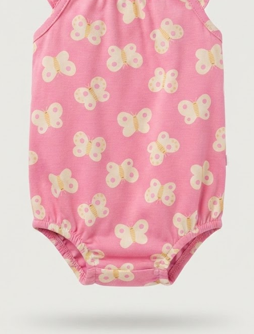 Pink butterfly printed onesie