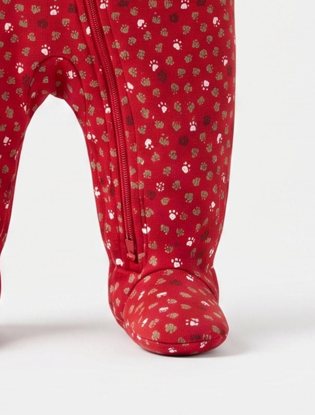 Red patterned zipper sleepsuit