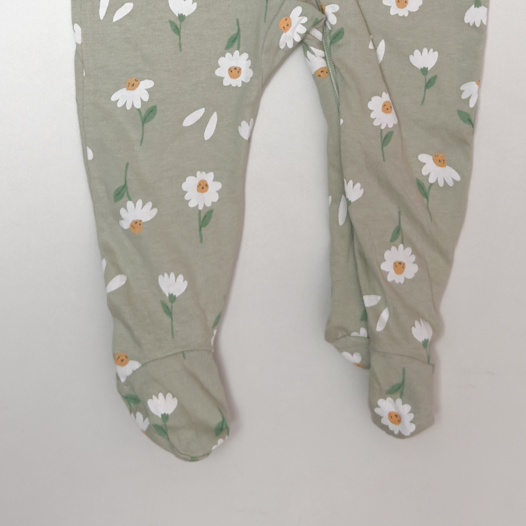 SAGE GREEN FLORAL ZIPPER SLEEPSUIT