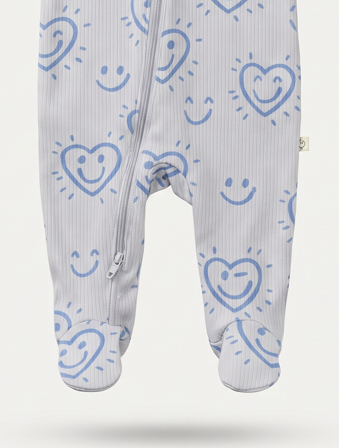 Lavender ribbed zipper sleepsuit