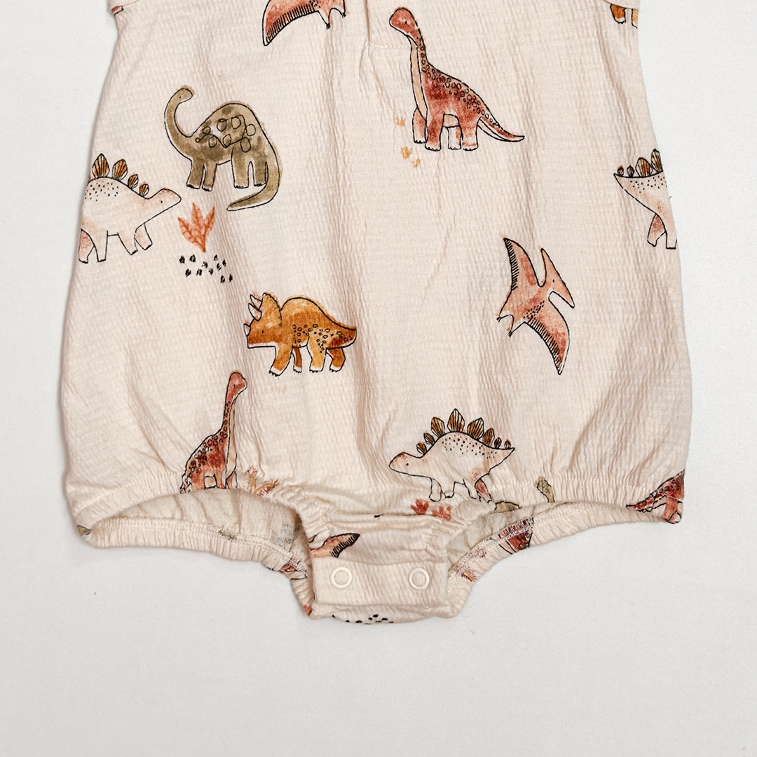 OFF WHITE DINO PRINTED MUSLIN ONESIE