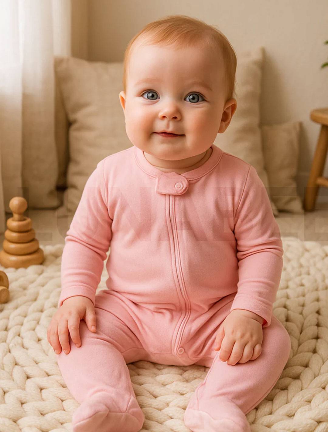 PINK PEACH ZIPPER SLEEPSUIT