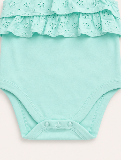 Aqua green ruffles onesie