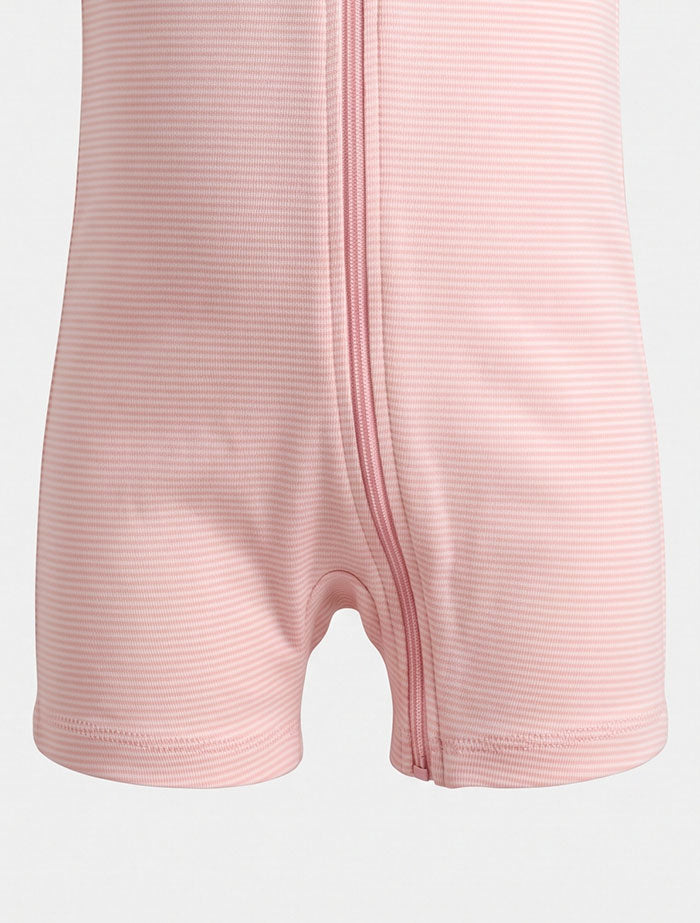 Pink stripes zipper jumpsuit