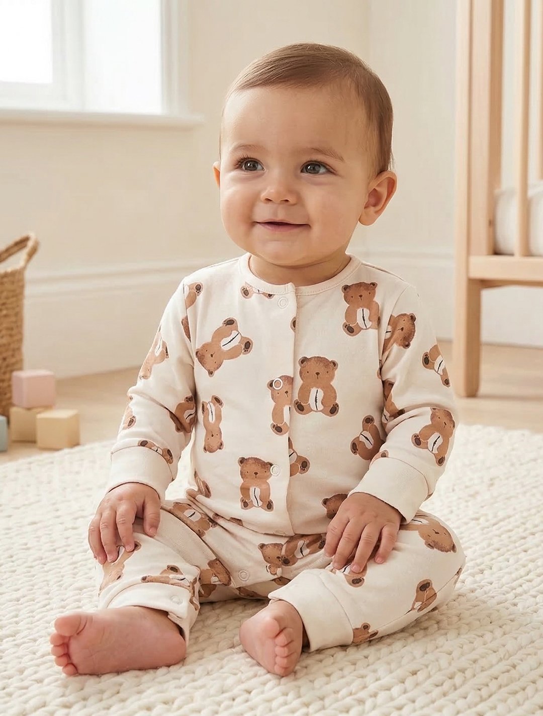 BEIGE TEADDY BEAR ROMPER