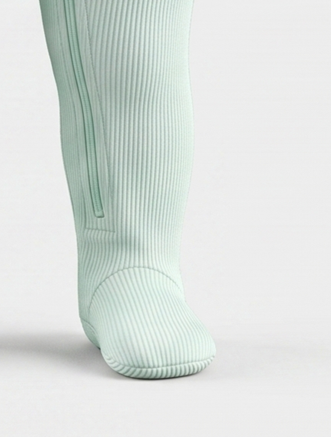 Mint green ribbed zipper sleepsuit