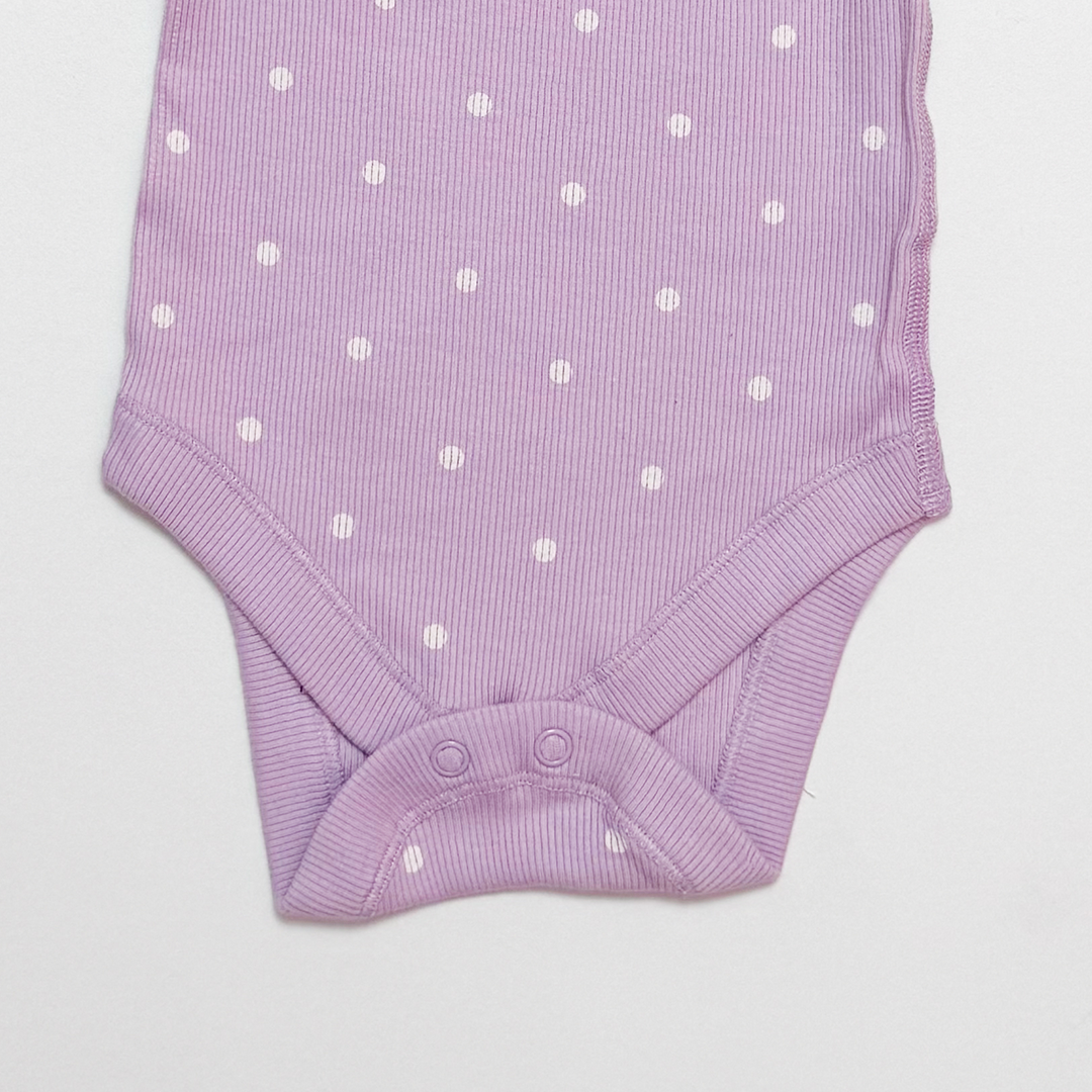LAVENDER RIBBED POLKA DOTTED ONESIE