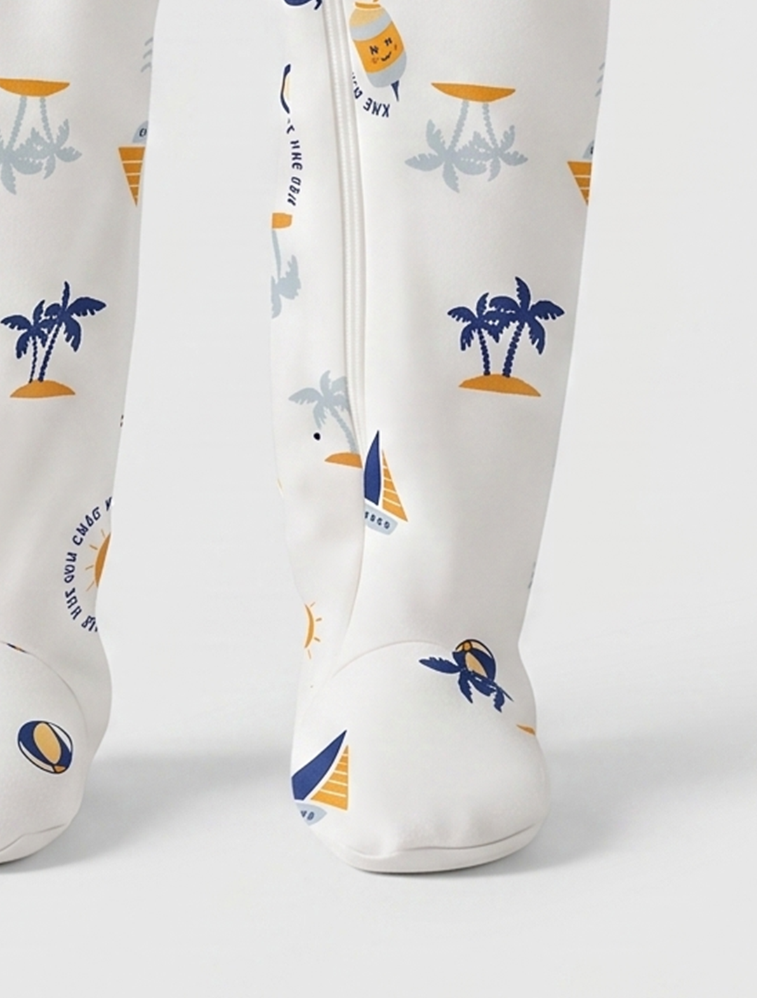 Offwhite printed zipper sleepsuit