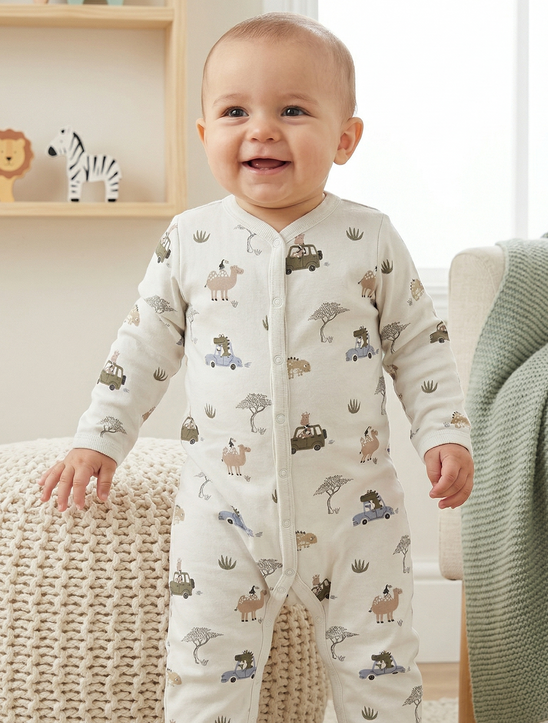 PISTACHIO BUTTON TYPE PRINTED ROMPER