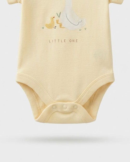 Yellow duck printed onesie
