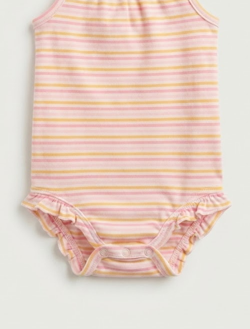 Multicoloured stripes girls onesie