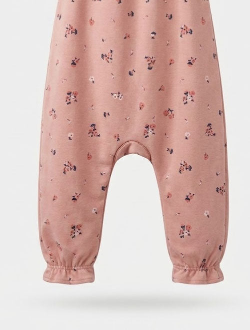 Powder pink floral dungaree