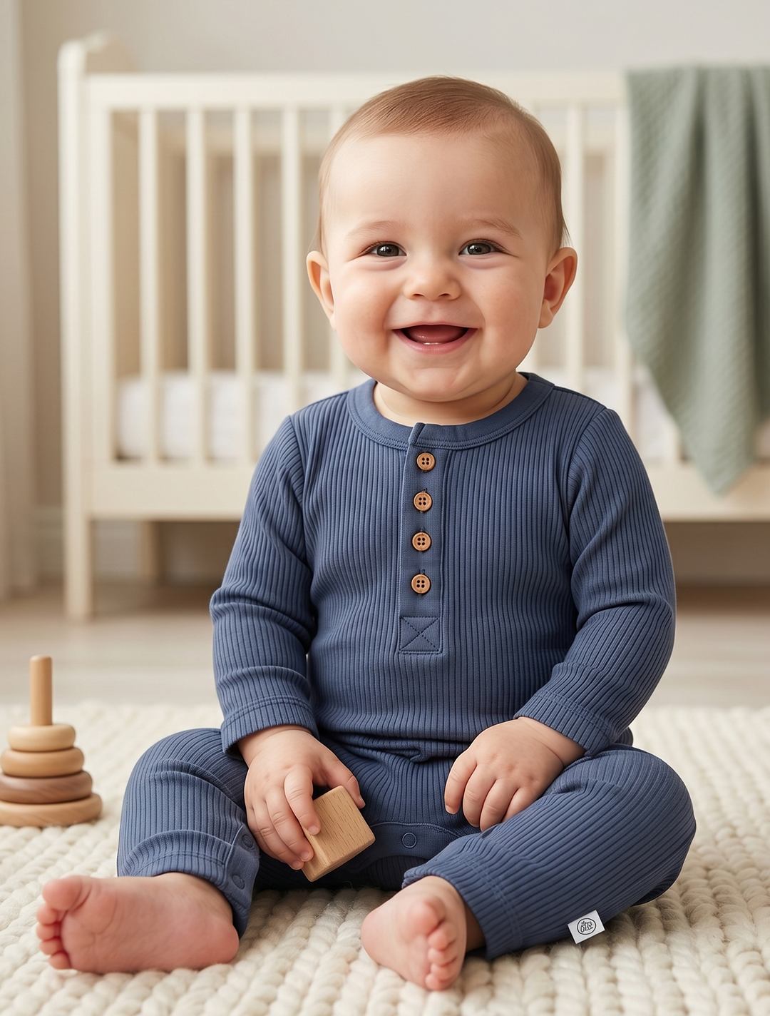 NAVY BLUE RIBBED ROMPER