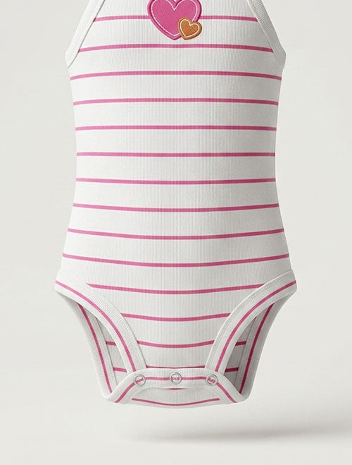 Pink striped love onesie