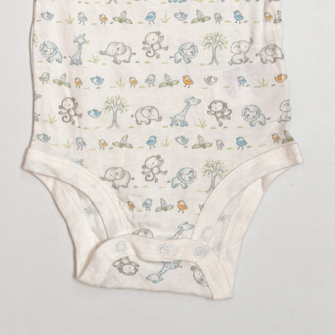 WHITE ANIMAL PRINTED ONESIE
