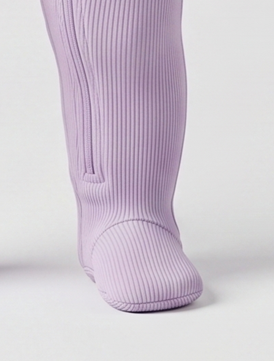 Lavender ribbed zipper sleepsuit
