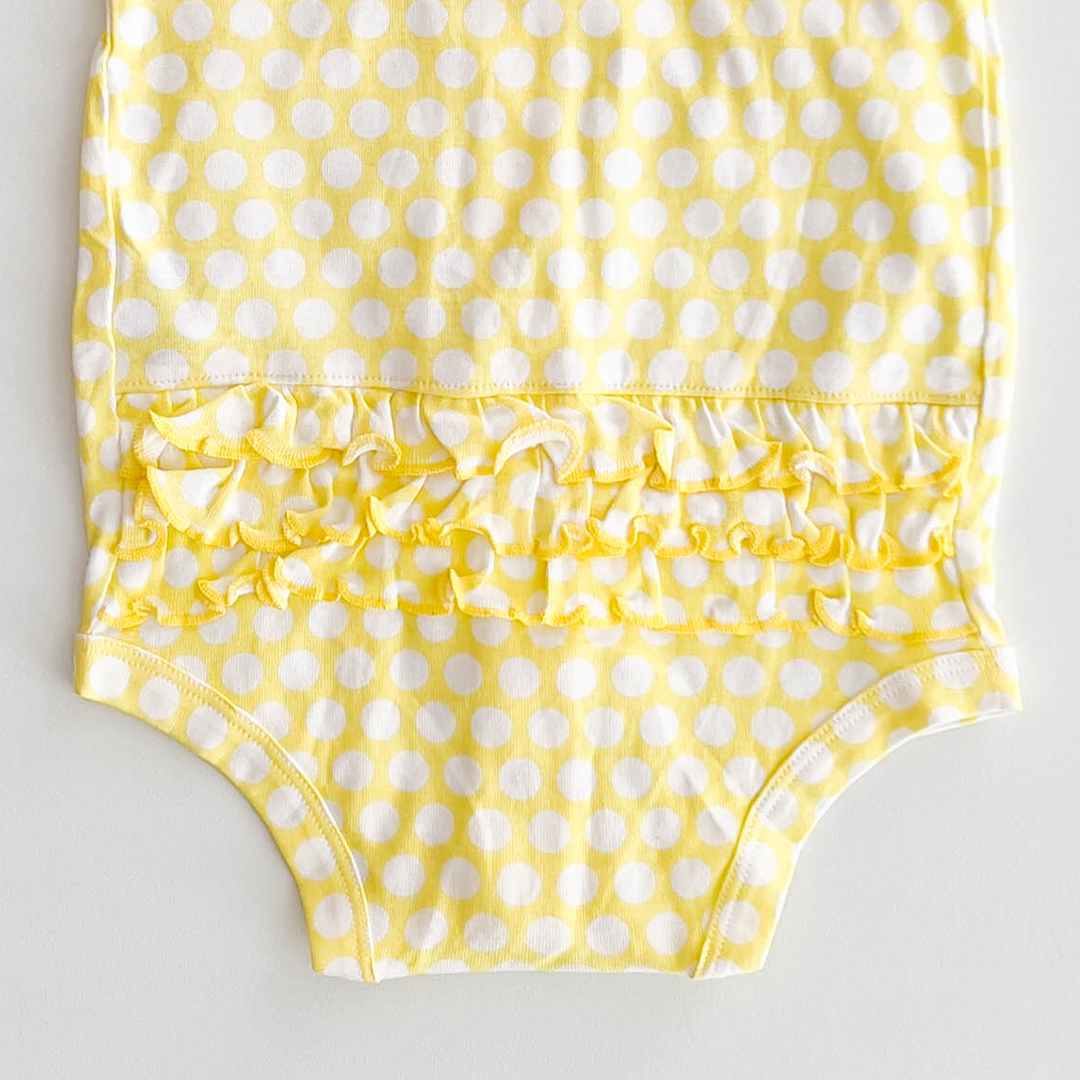 YELLOW POLKA DOTTED FANCY ONESIE
