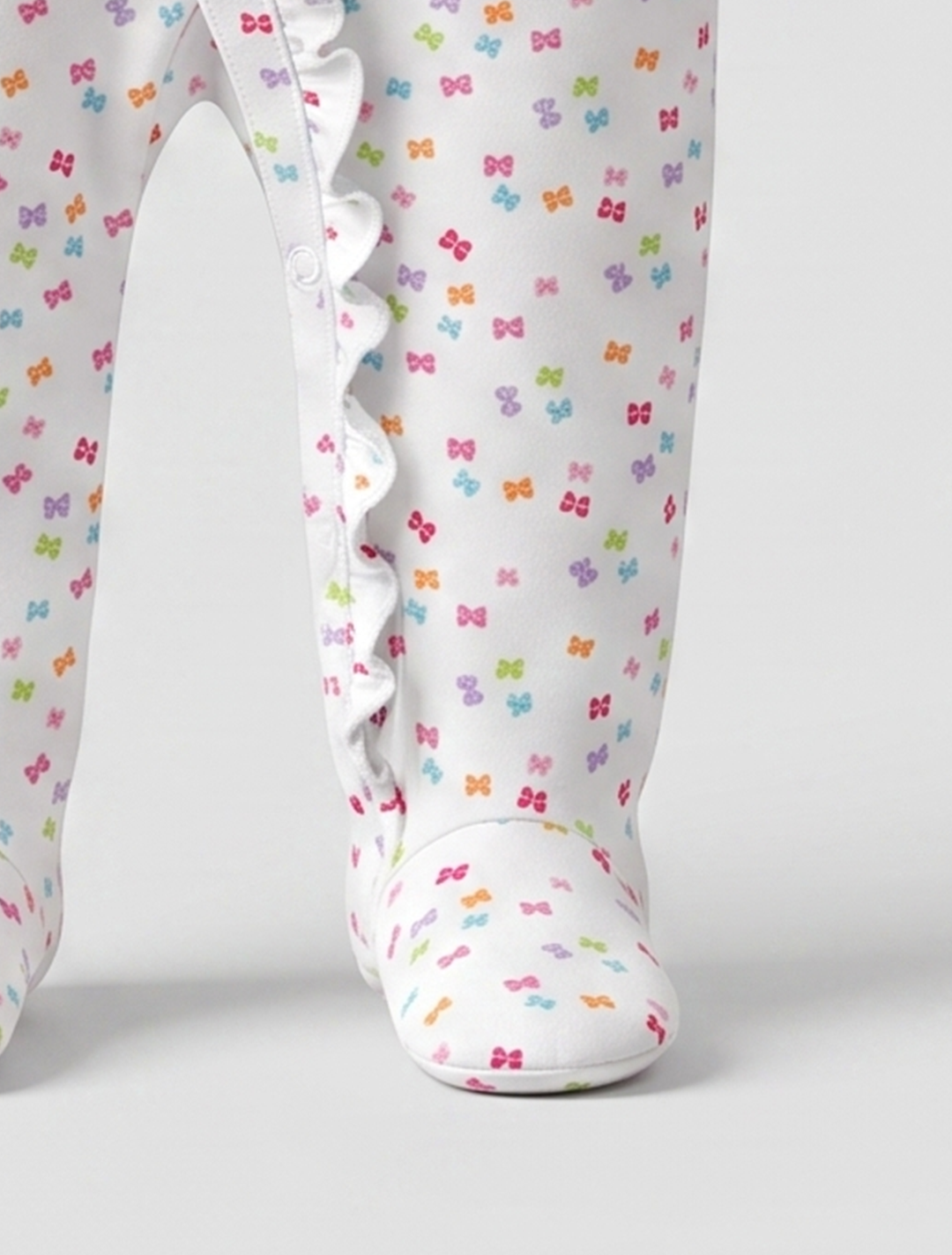 Pink ruffles printed zipper sleepsuit