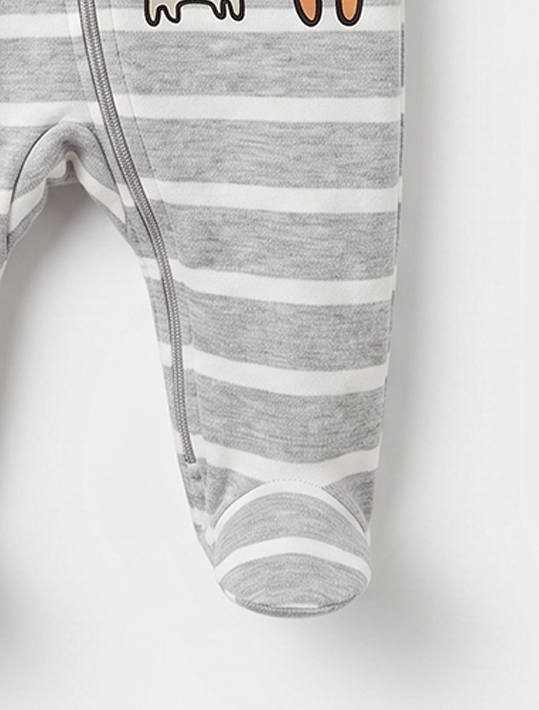 Grey striped giraffes sleepsuit