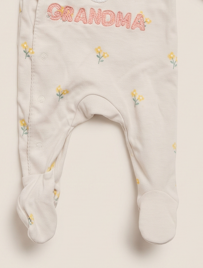 Beige wrapover printed sleepsuit