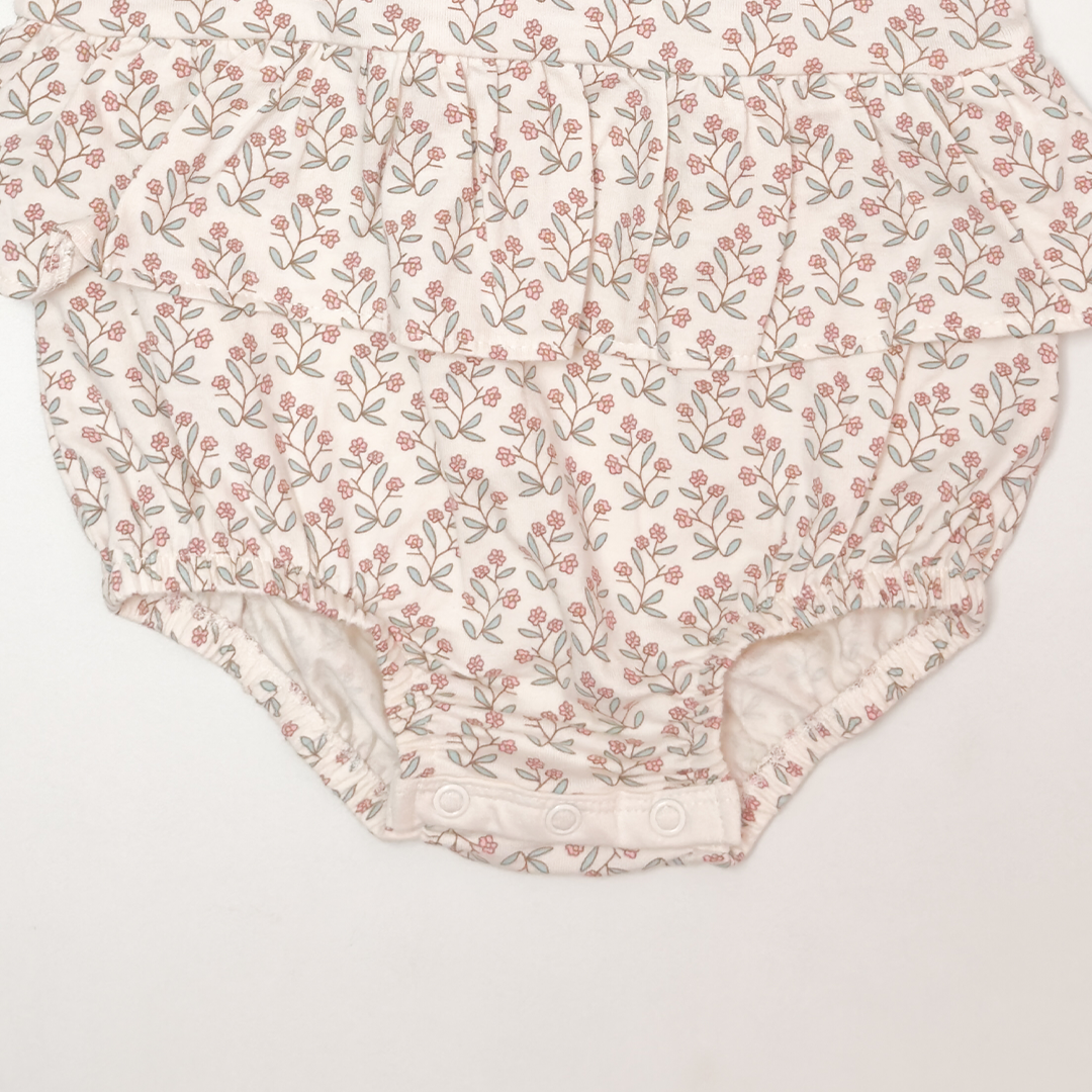BEIGE FLORAL PRINTED SUNSUIT