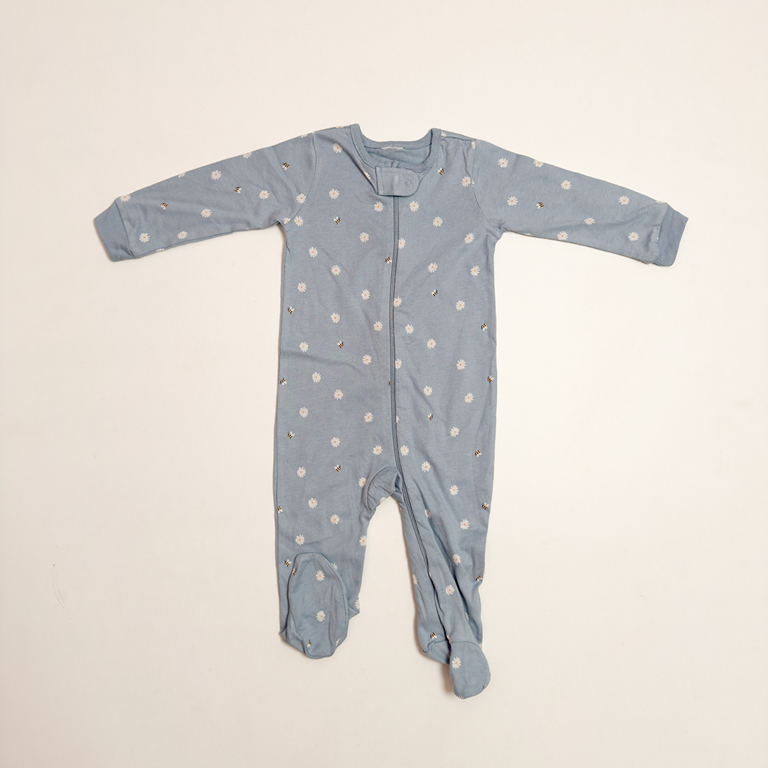BLUE FLORAL ZIPPER SLEEPSUIT