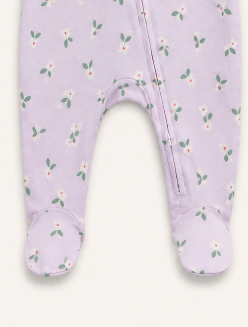 Purple floral zipper sleepsuit