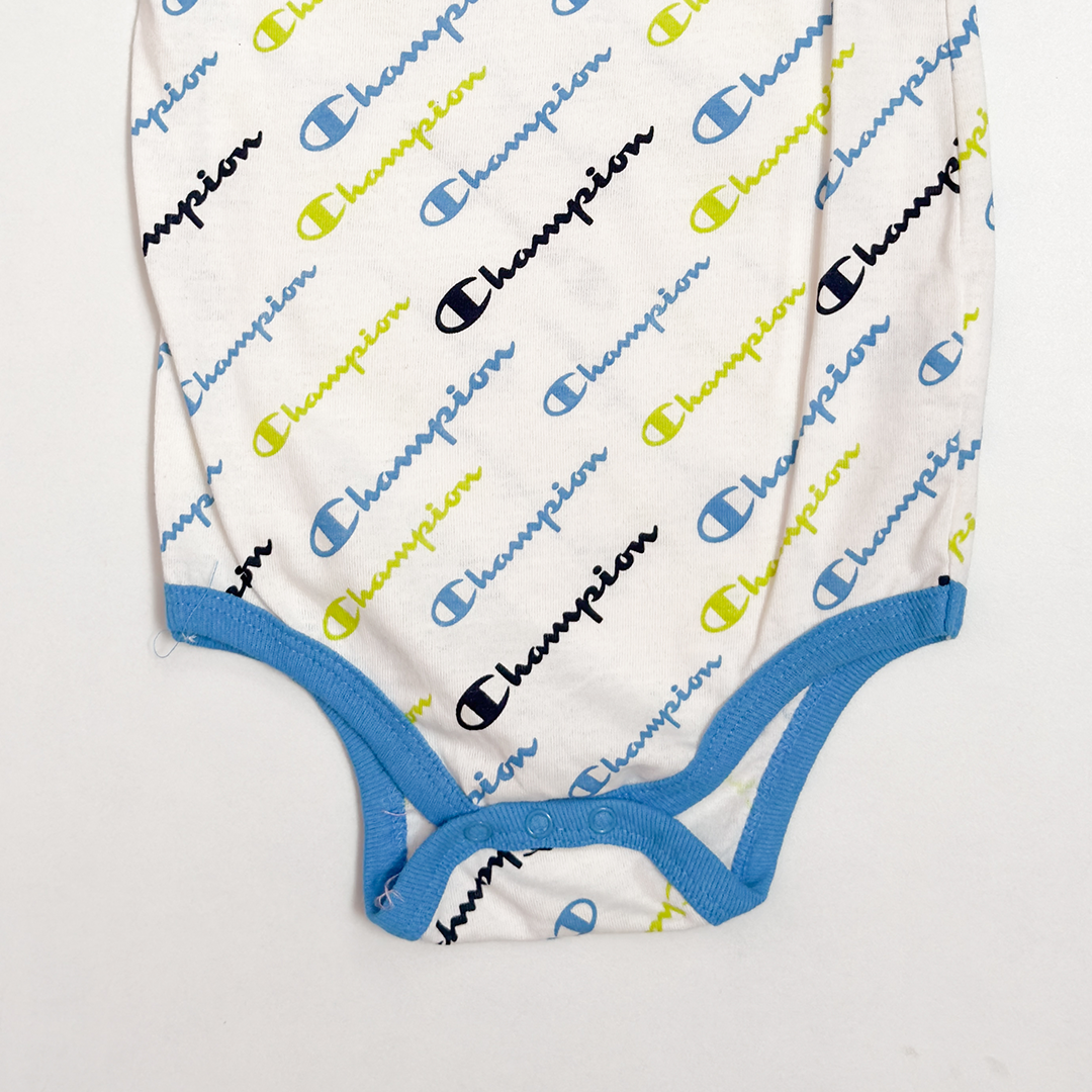 BLUE AND WHITE PRINTED ONESIE