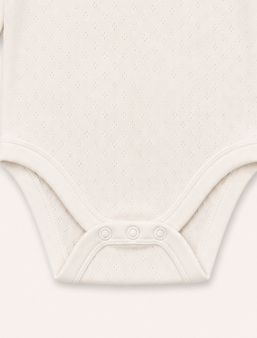 White pointelle peter pan collar onesie