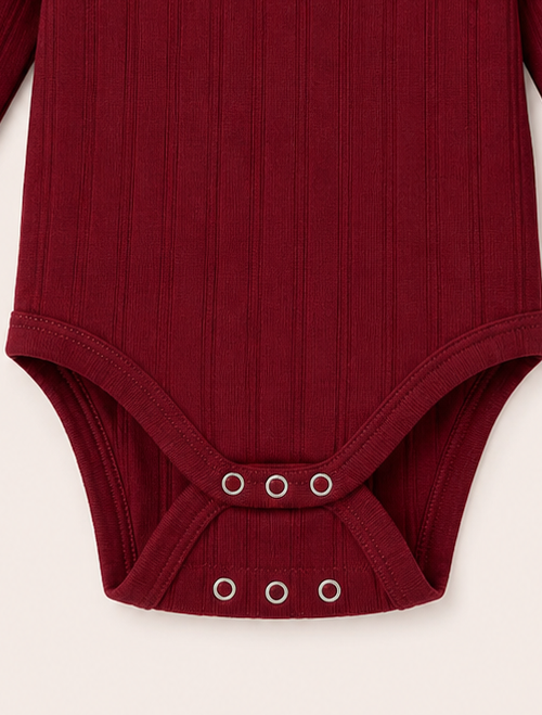 Maroon pointelle ruffles onesie