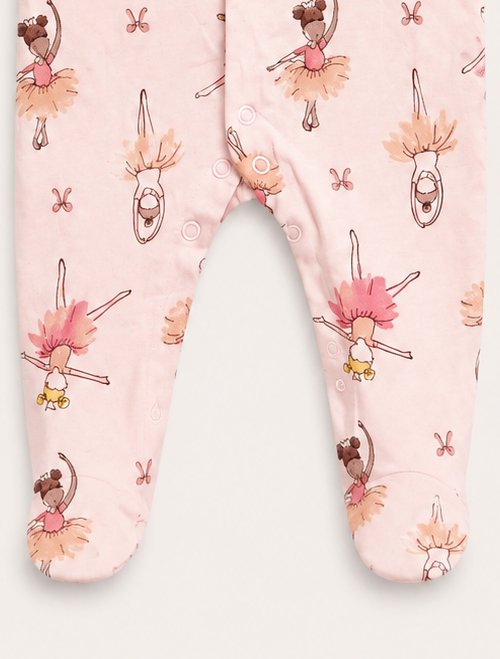 Pink patterned button sleepsuit