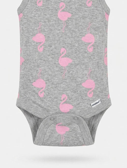 Grey pink printed onesie