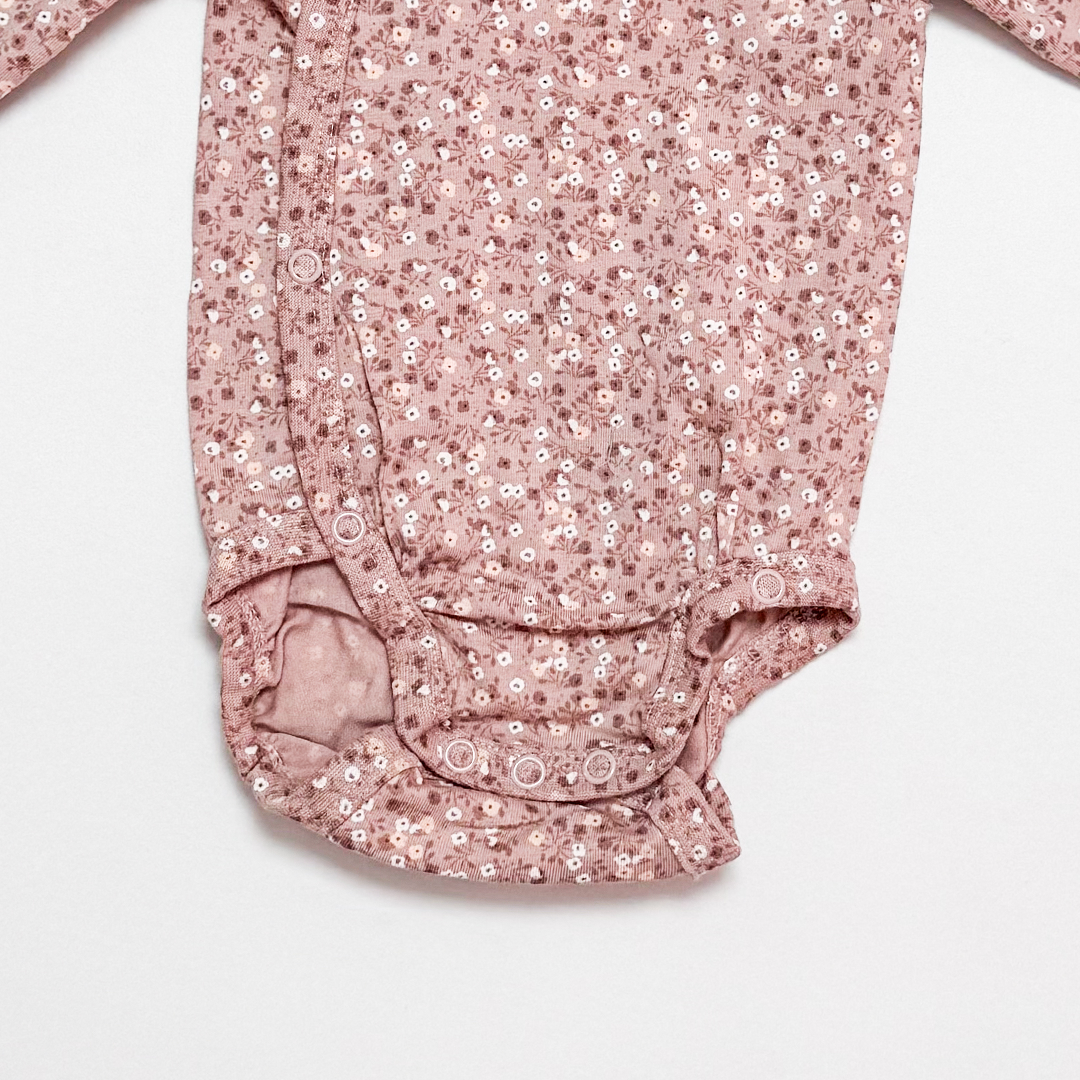 DUSKY PINK FLORAL WRAPOVER ONESIE