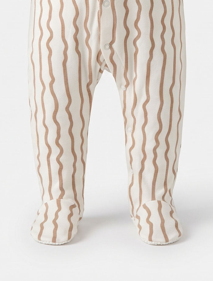 Brown stripes button sleep suit