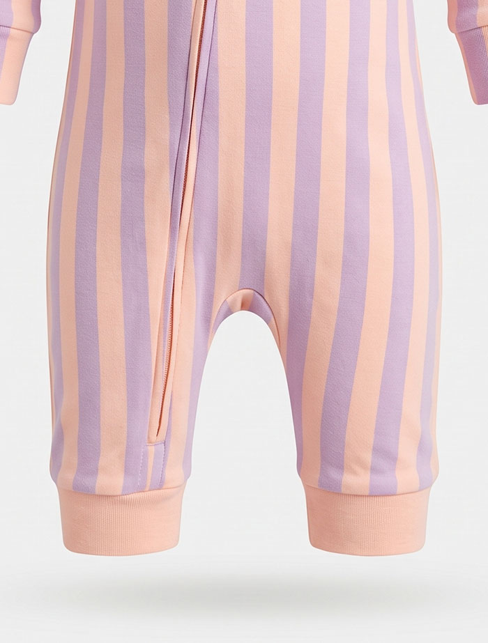 Peach and lavender zipper romper