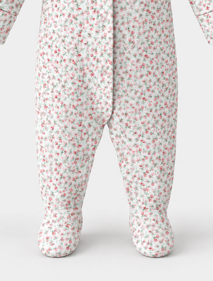 Pink and white floral sleep suit
