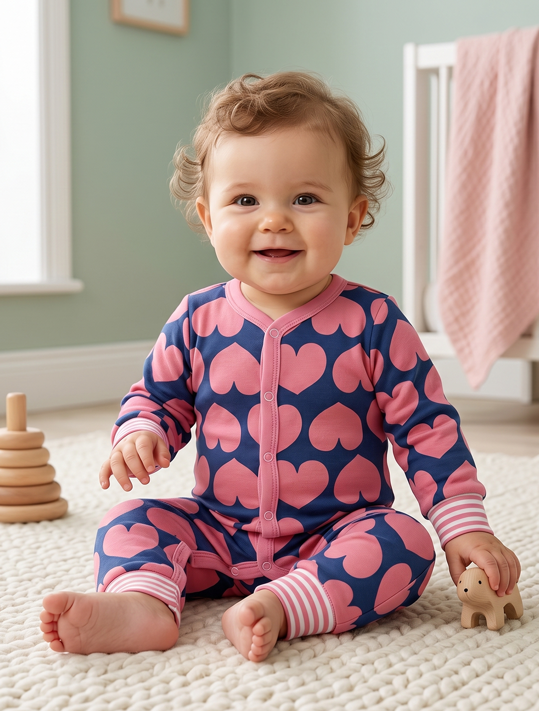 PINK LOVE PRINTED ROMPER