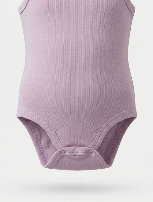 Ribbed Cami Baby Onesie – Lilac with Bow Detail