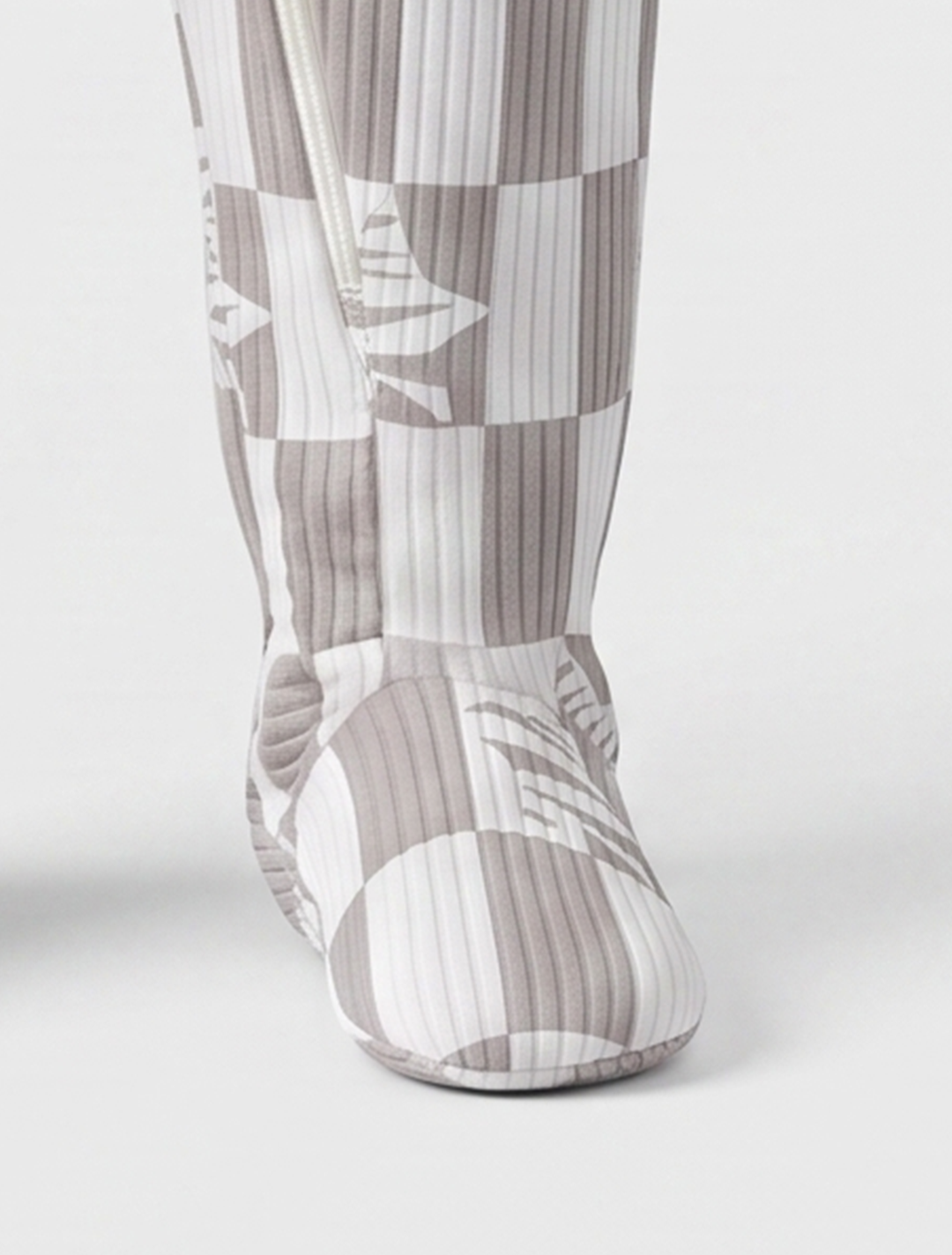 Grey and white ribbed sleepsuit