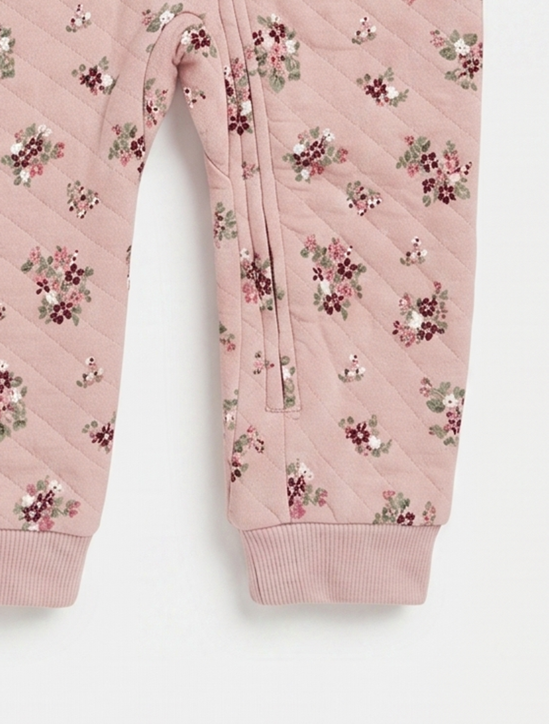 DUSTY PINK FLORAL QUILTED COTTON  ROMPER