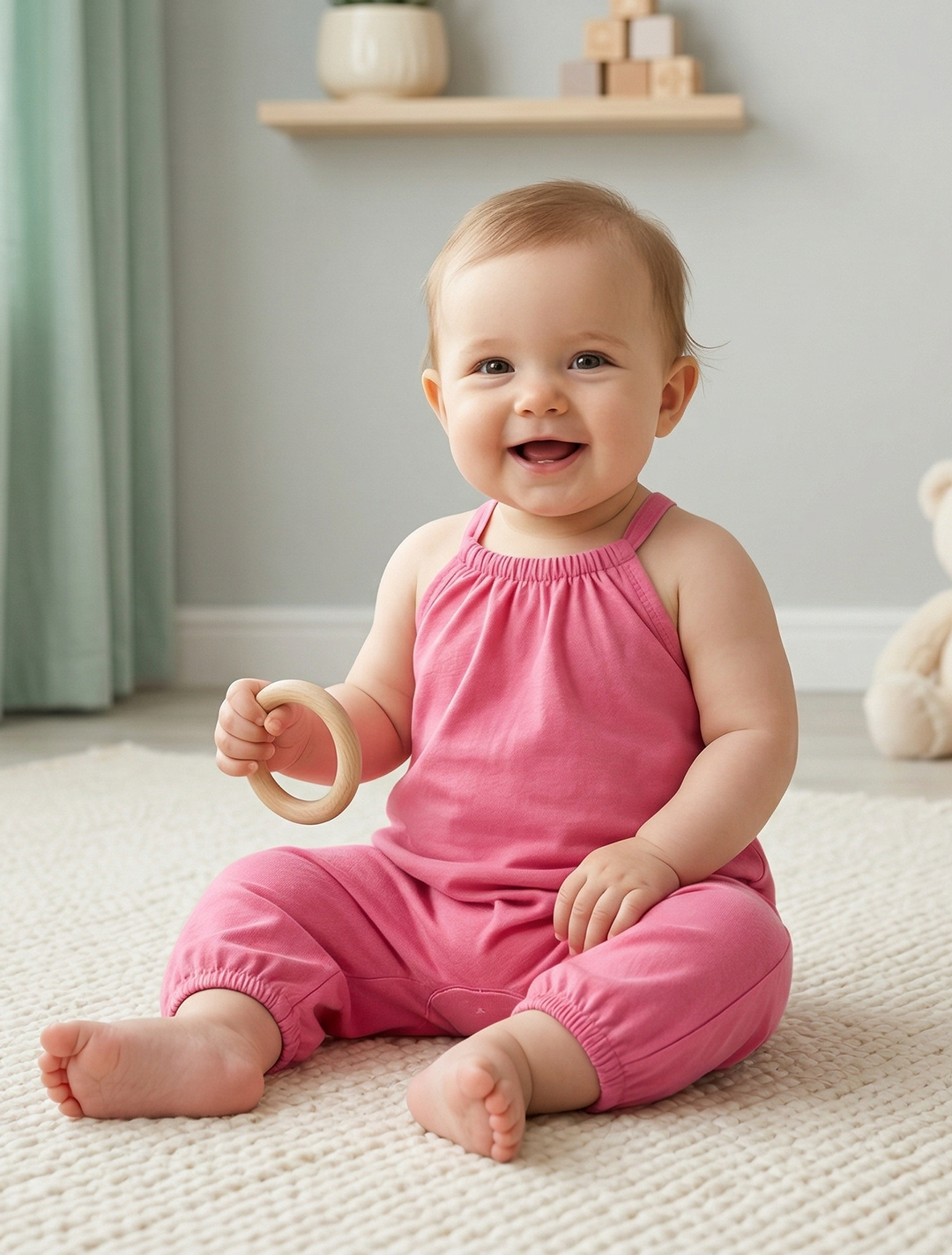 pink plain romper