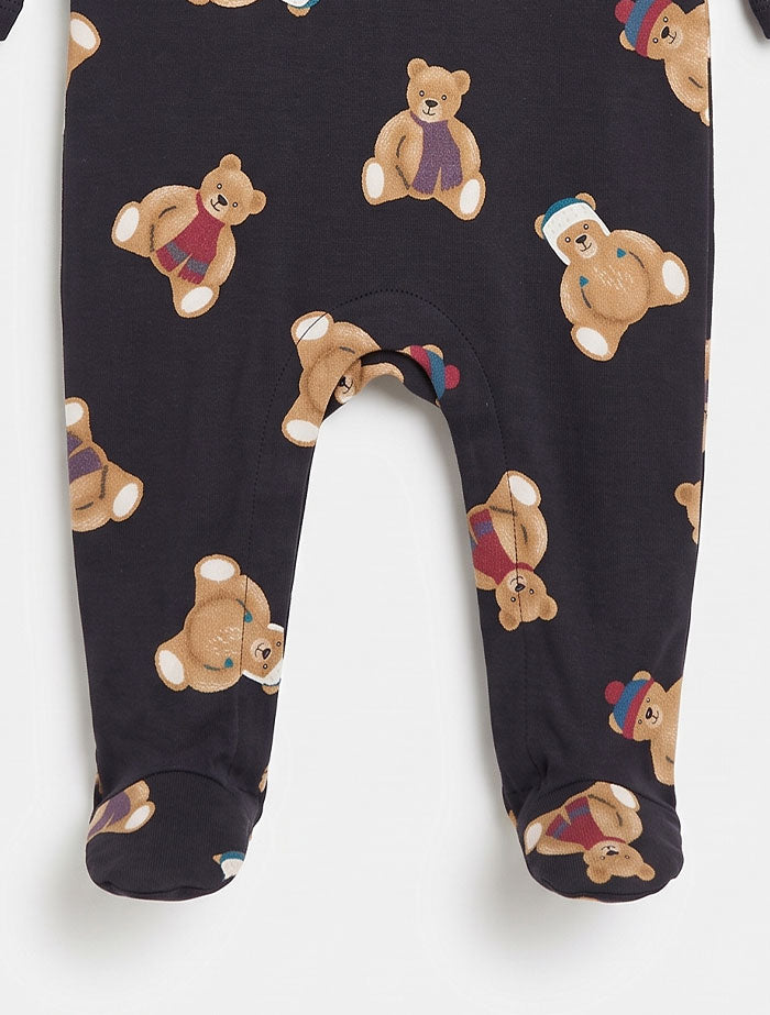 Black bear printed sleepsuits