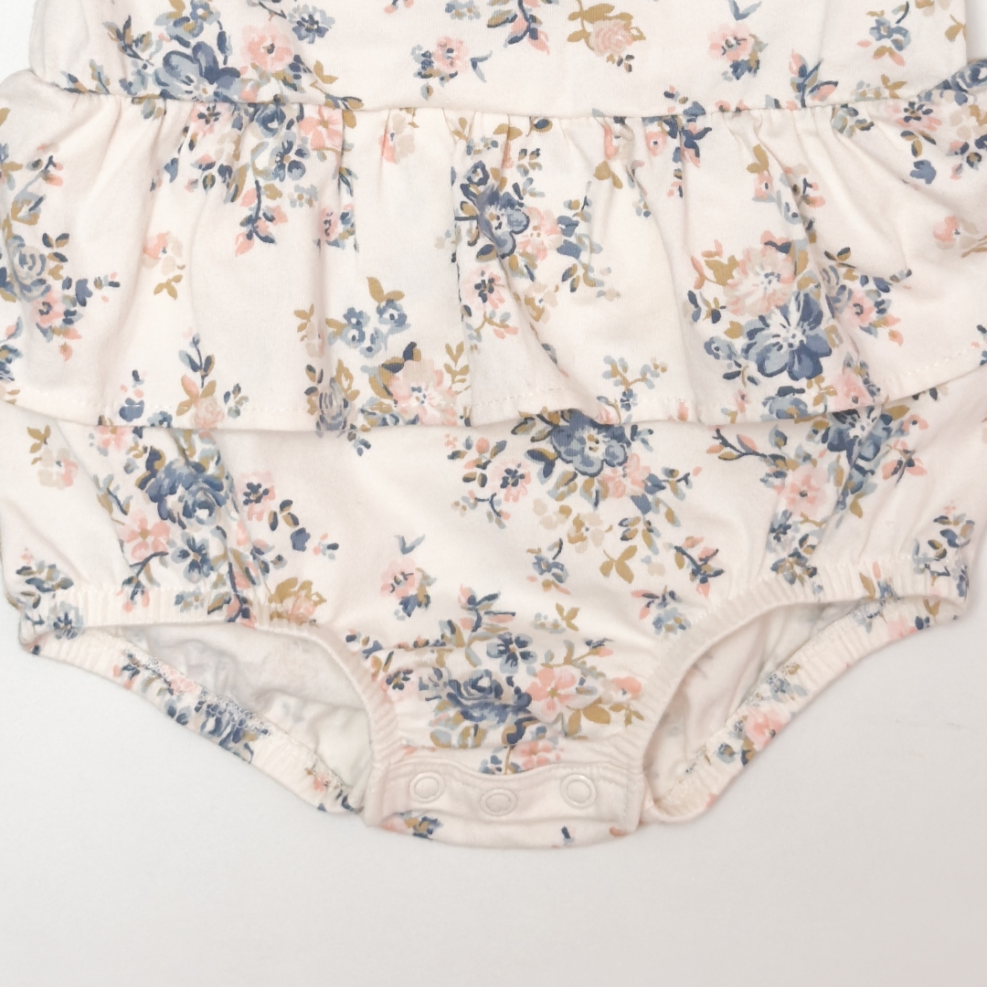 OFF WHITE FLORAL RUFFLE SUNSUIT