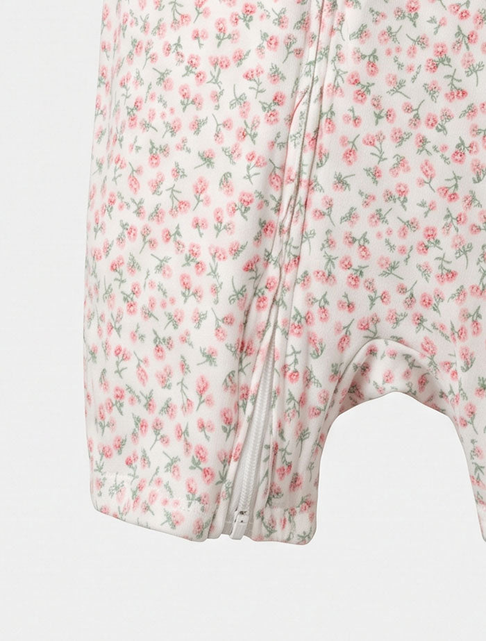 Pink floral 2 way zipper jumpsuit