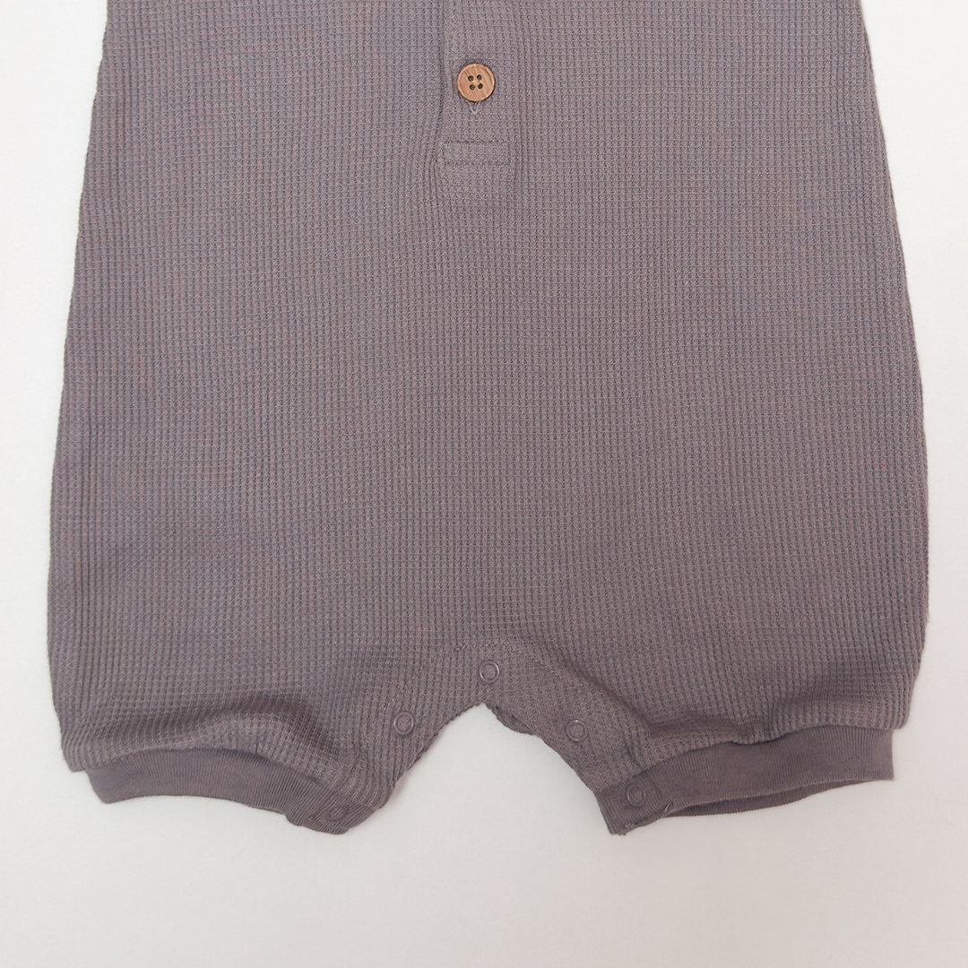 GREY KNITTED BUTTON JUMPSUIT