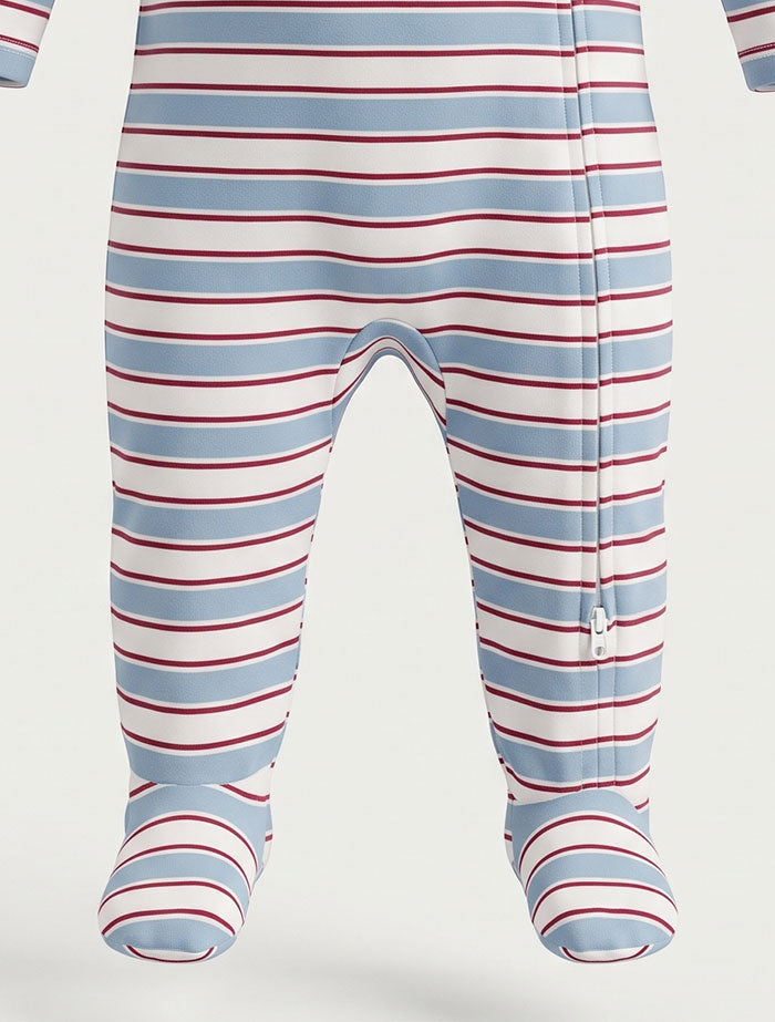 Blue and white stripes sleep suit