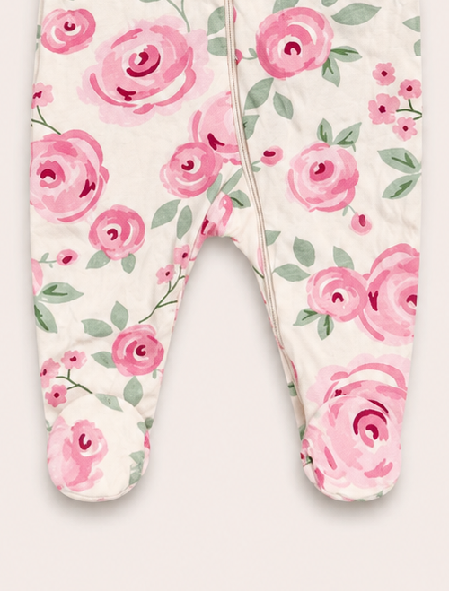 Pink floral zipper sleepsuit