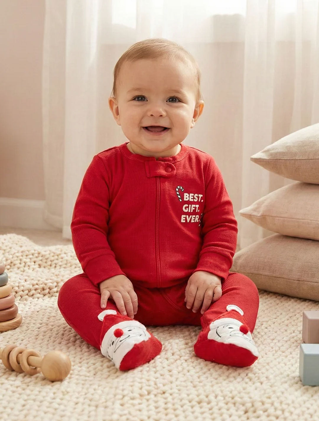 RED ZIPPER SLEEPSUIT