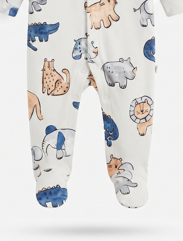 Cream animal printed sleepsuit